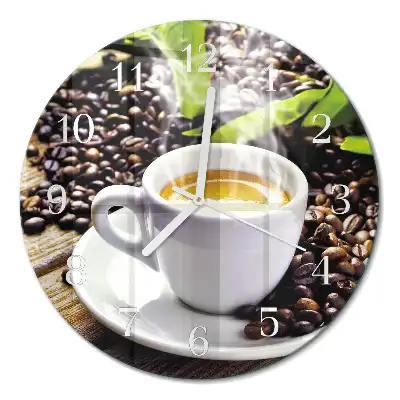 Relógio de parede redondo Uma xícara de café
