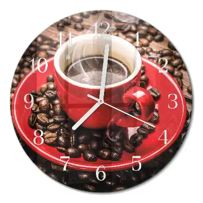 Relógio de parede redondo Uma xícara de café