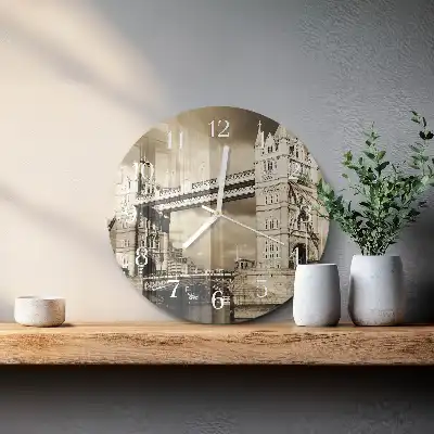 Relógio redondo Ponte de Londres em sépia
