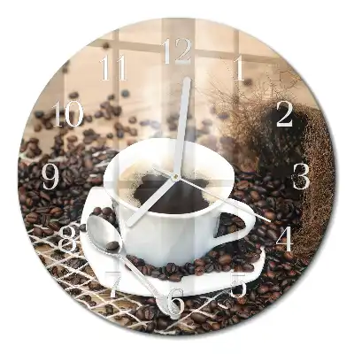 Relógio redondo Uma xícara de café