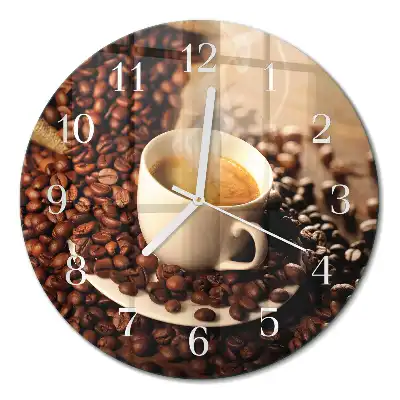 Relógio redondo Uma xícara de café
