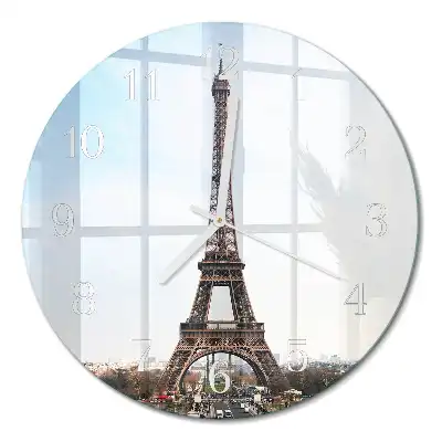 Relógio de decoração redondo Torre Eiffel