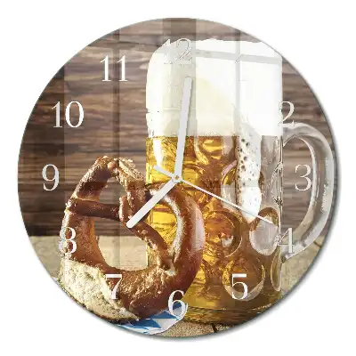 Relógio de decoração redondo Pretzel com cerveja