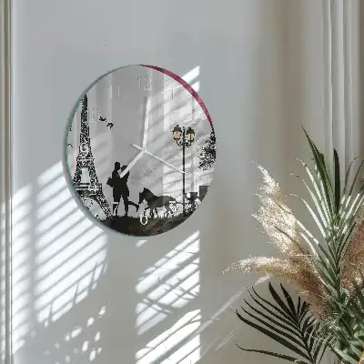 Relógio de decoração redondo Amor de Paris