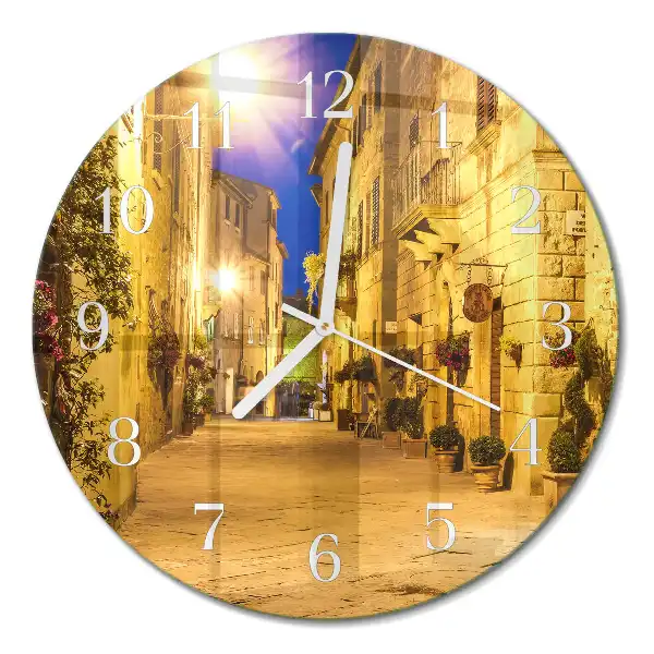 Relógio de parede redondo Rua à noite