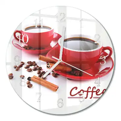 Relógio de parede redondo Uma xícara de café