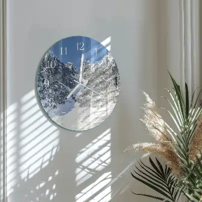 Relógio de decoração redondo Montanhas no inverno