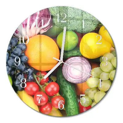 Relógio de decoração redondo Frutas e vegetais