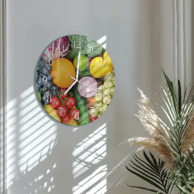 Relógio de decoração redondo Frutas e vegetais