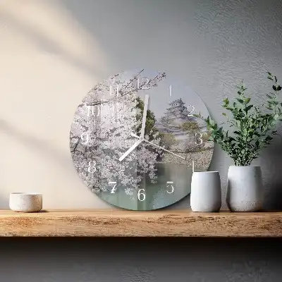 Relógio de decoração redondo cerejeiras