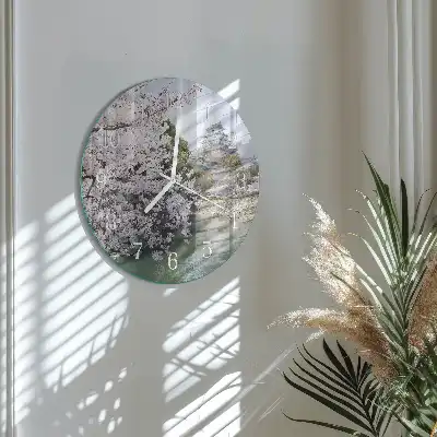 Relógio de decoração redondo cerejeiras