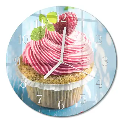 Relógio de decoração redondo Muffin de framboesa