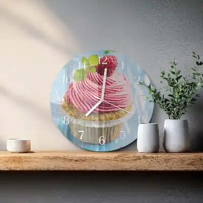 Relógio de decoração redondo Muffin de framboesa