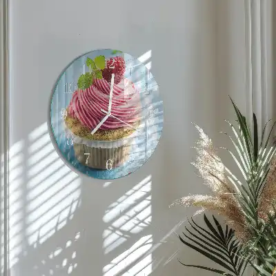 Relógio de decoração redondo Muffin de framboesa