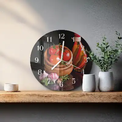 Relógio de parede redondo Tomates e alho