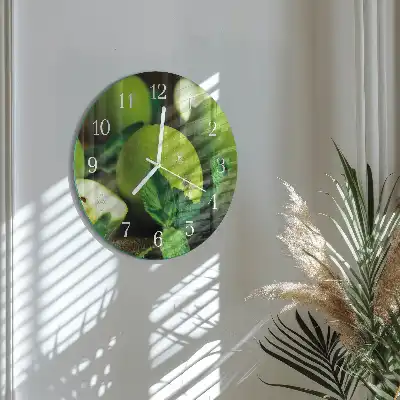 Relógio de decoração redondo Maçãs verdes