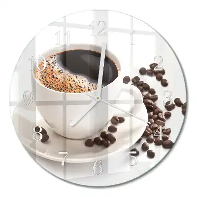 Relógio redondo Uma xícara de café