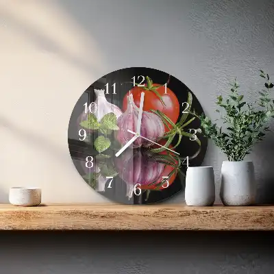Relógio redondo Tomate e alho