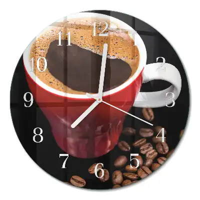 Relógio redondo Uma xícara de café
