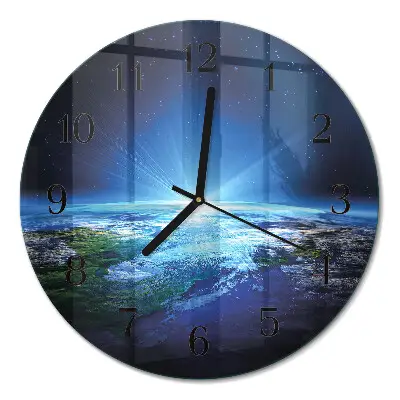 Relógio de vidro redondo Universo da Terra