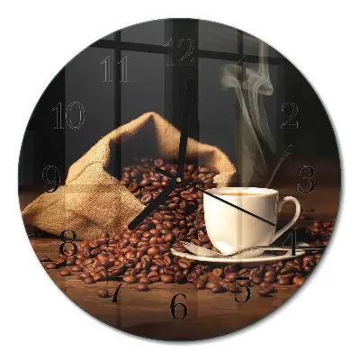 Relógio de vidro redondo Grãos de café