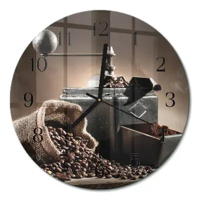 Relógio de vidro redondo moedor de café