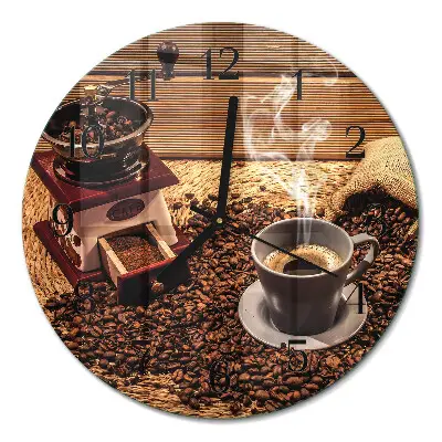 Relógio de cozinha redondo Grãos de café