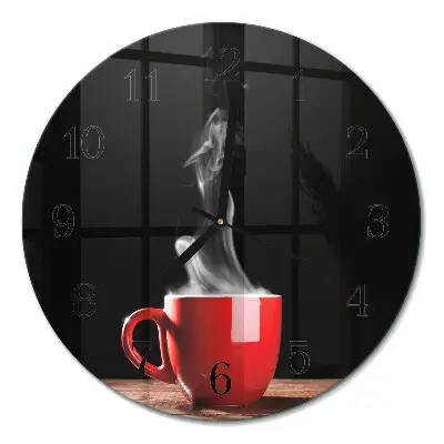 Relógio de parede redondo Uma xícara de café