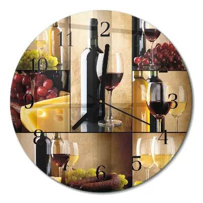Relógio de cozinha redondo Uma garrafa de vinho