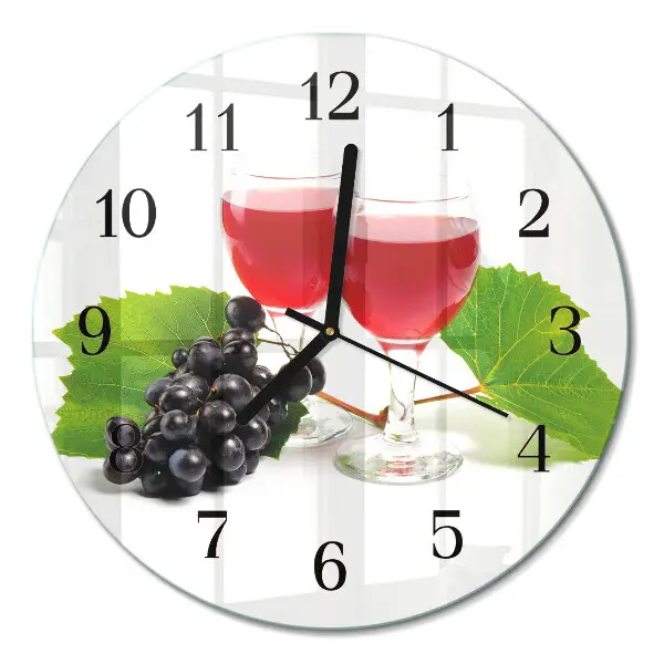 Relógio de vidro redondo Uvas para vinho