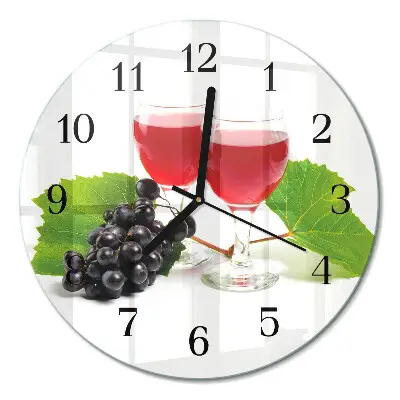 Relógio de vidro redondo Uvas para vinho