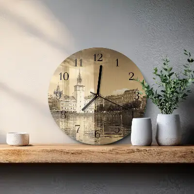 Relógio de cozinha redondo Castelo em sépia