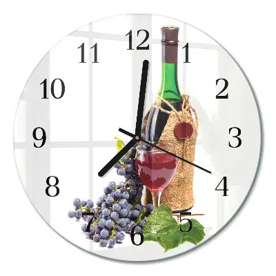 Relógio de vidro redondo Uvas para vinho