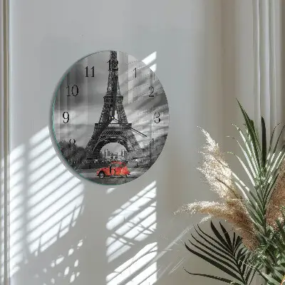 Relógio de vidro redondo carro Torre Eiffel