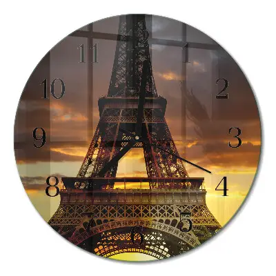 Relógio de vidro redondo Torre Eiffel Paris