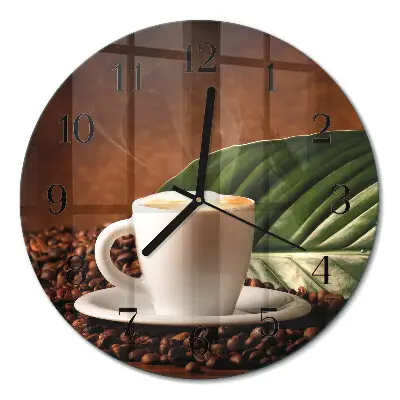 Relógio de parede redondo Uma xícara de café