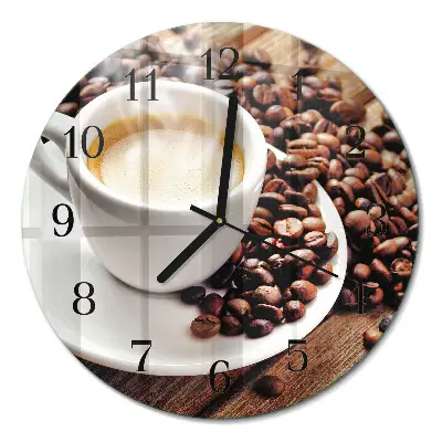 Relógio de parede redondo Uma xícara de café