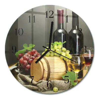 Relógio de vidro redondo Uvas para vinho