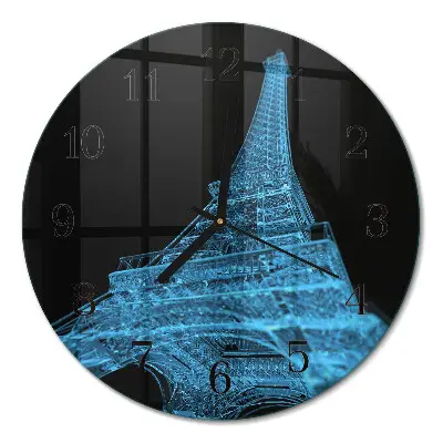 Relógio de vidro redondo Torre Eiffel Paris