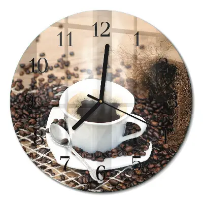 Relógio de parede redondo Uma xícara de café