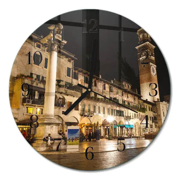 Relógio de vidro redondo Cidade noturna
