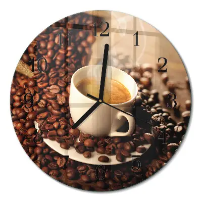Relógio de parede redondo Uma xícara de café