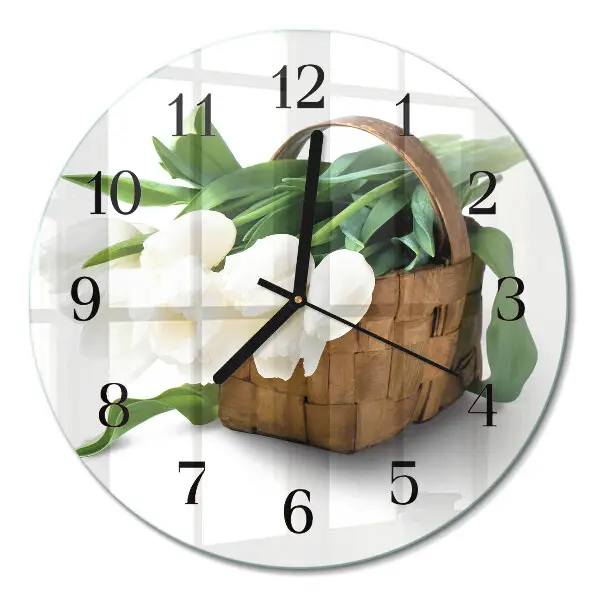 Relógio de cozinha redondo Cesta de tulipas