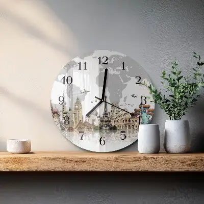 Relógio de vidro redondo Mundo