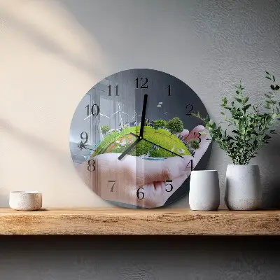 Relógio de vidro redondo A Terra na mão