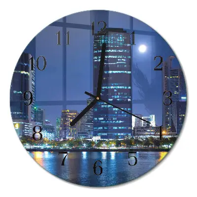 Relógio de vidro redondo Cidade noturna