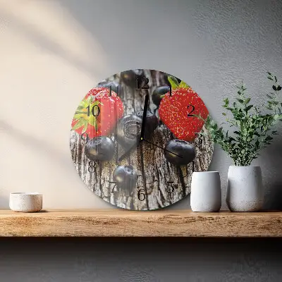 Relógio de vidro redondo Frutas vermelhas