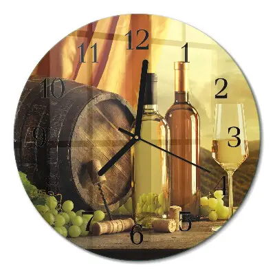 Relógio de vidro redondo Um barril de vinho