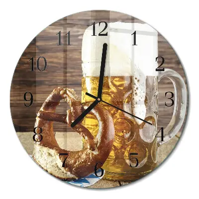 Relógio de cozinha redondo Pretzel com cerveja