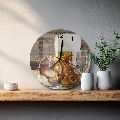 Relógio de cozinha redondo Pretzel com cerveja